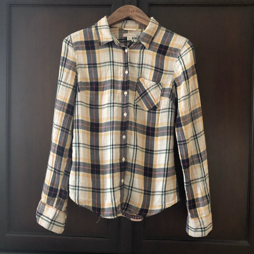 MERONA Women’s L/S Plaid Shirt, Petite Small